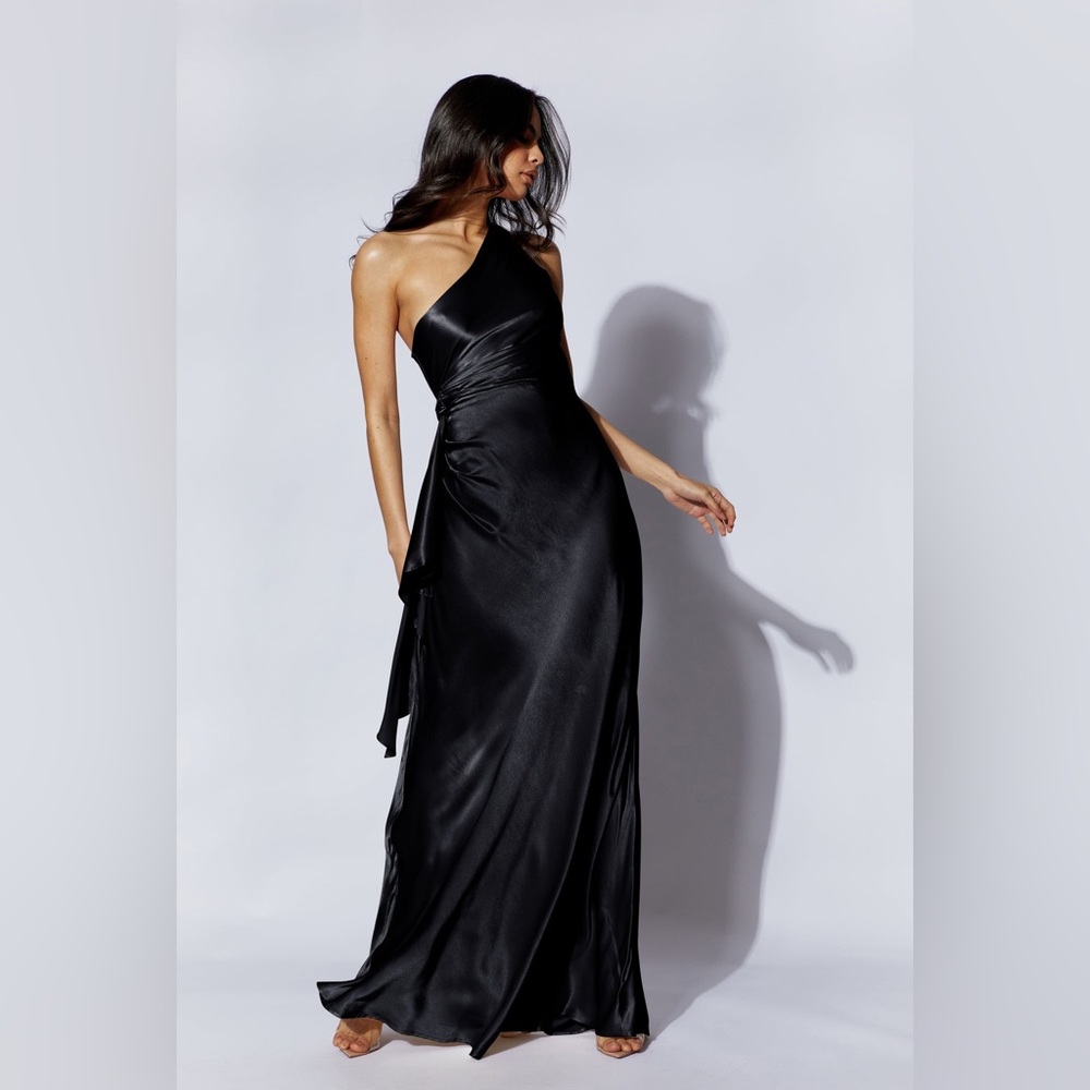Meshki Black Calliope One Shoulder Maxi Dress Size S